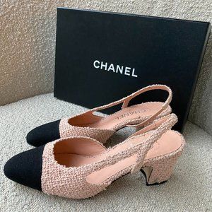 Chanel tweed Slingback heels